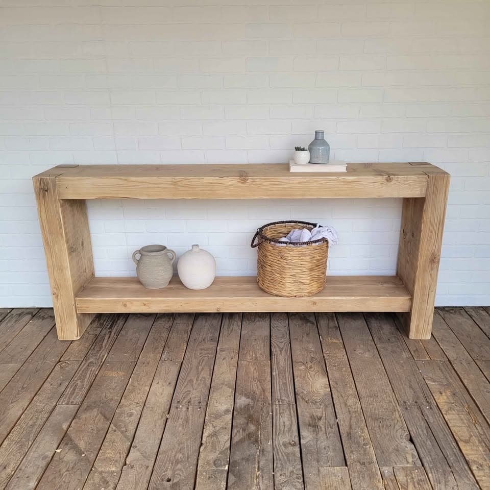 68" Natural Honey-Toned Reclaimed Beam Console Table - Image 1 of 5