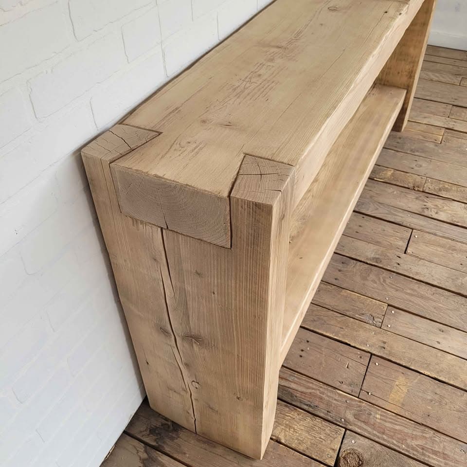 68" Natural Honey-Toned Reclaimed Beam Console Table thumbnail 4