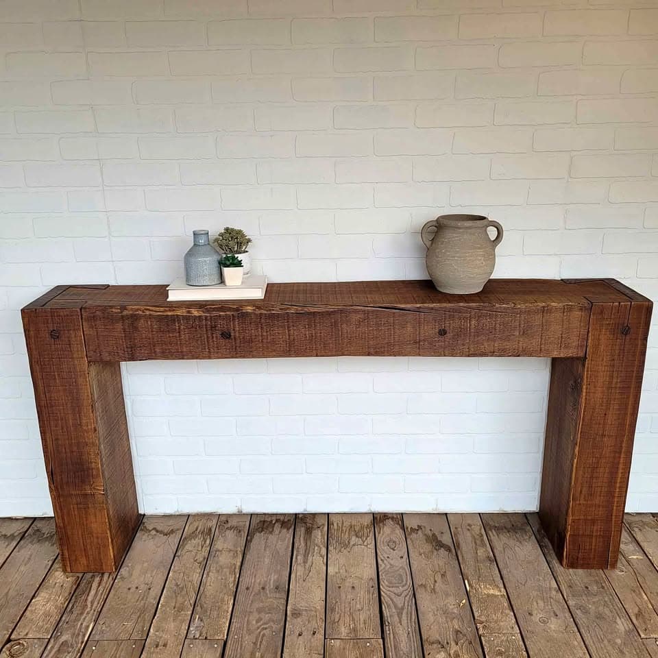 Chestnut Brown 60" Reclaimed Beam Console Table - Image 1 of 4