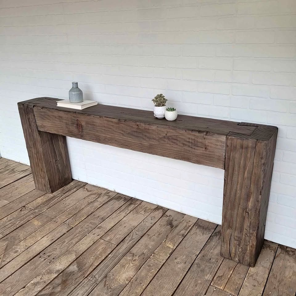 72.5" Rustic Brown Beam Style Reclaimed Wood Console Table  thumbnail 3