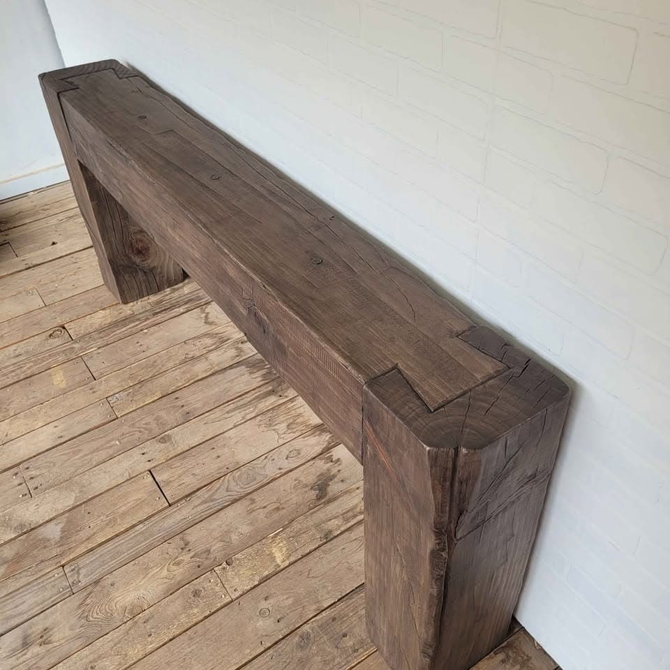 72.5" Rustic Brown Beam Style Reclaimed Wood Console Table  thumbnail 4