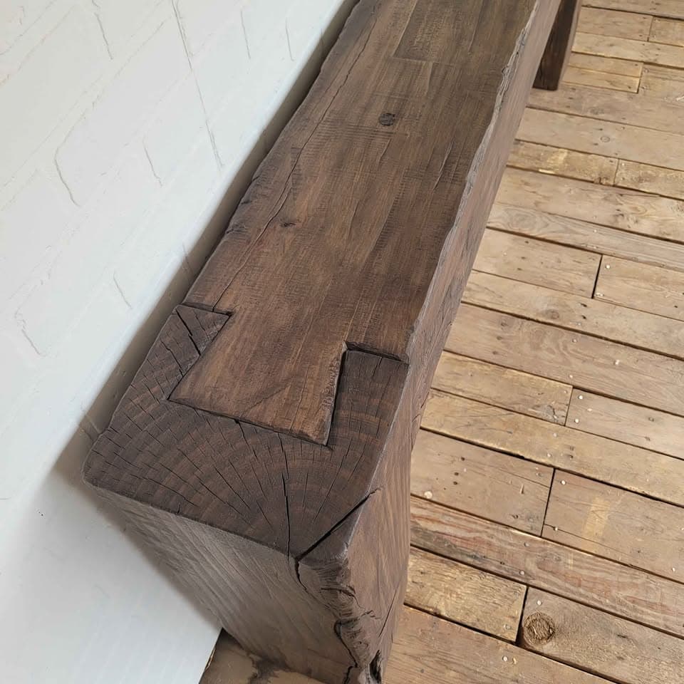 72.5" Rustic Brown Beam Style Reclaimed Wood Console Table  thumbnail 5