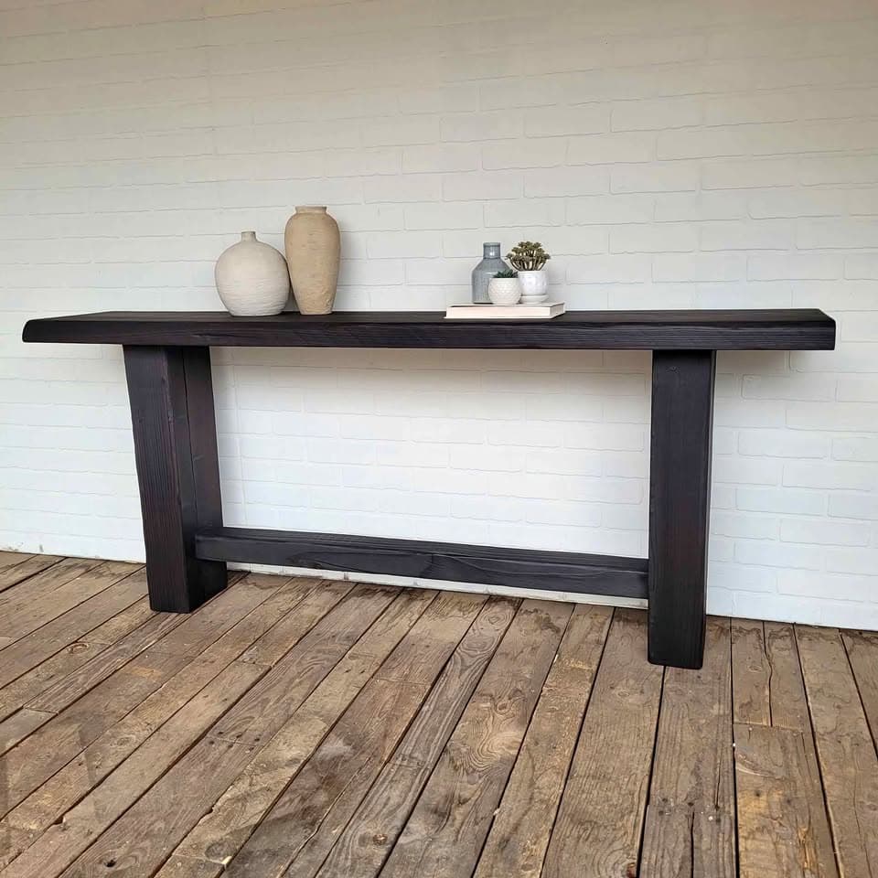 72" Burned Black Shou Sugi Ban Reclaimed Wood Console Table - Image 1 of 4