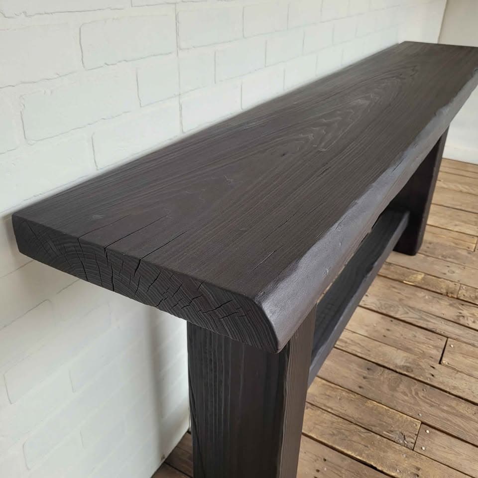 72" Burned Black Shou Sugi Ban Reclaimed Wood Console Table thumbnail 2