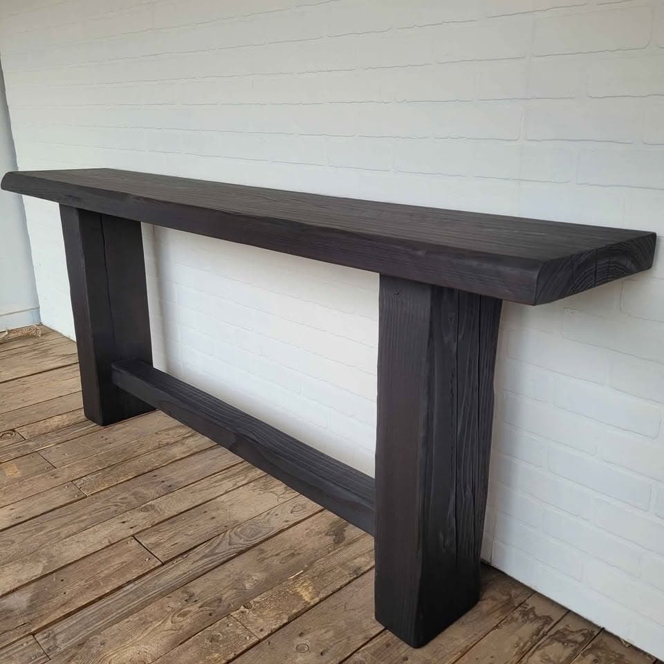 72" Burned Black Shou Sugi Ban Reclaimed Wood Console Table thumbnail 3