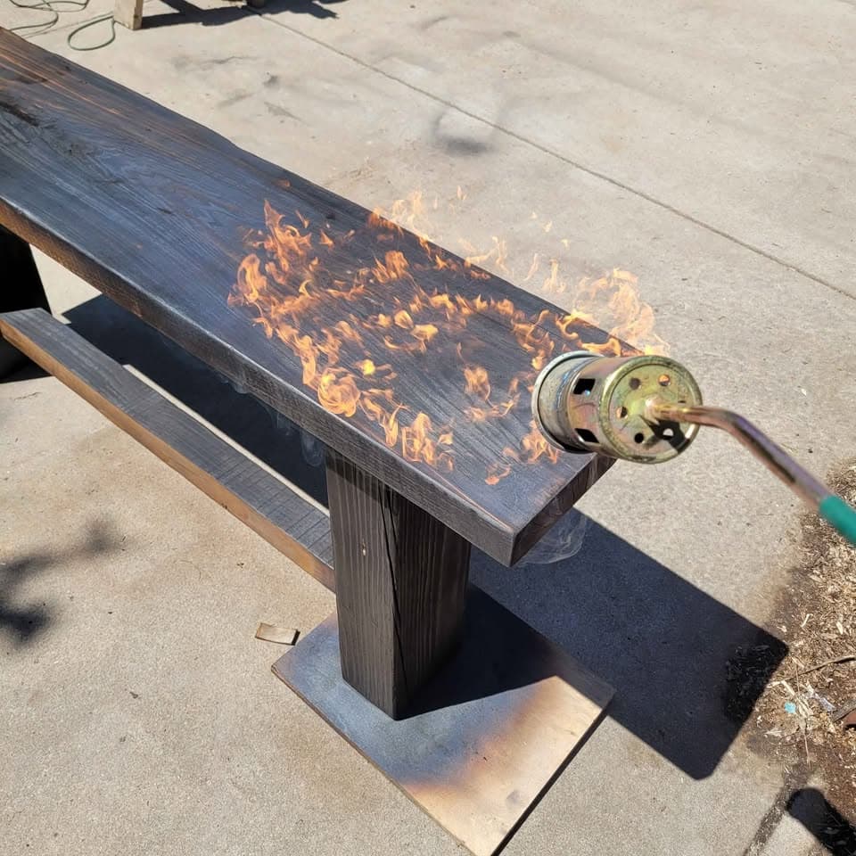 72" Burned Black Shou Sugi Ban Reclaimed Wood Console Table thumbnail 4