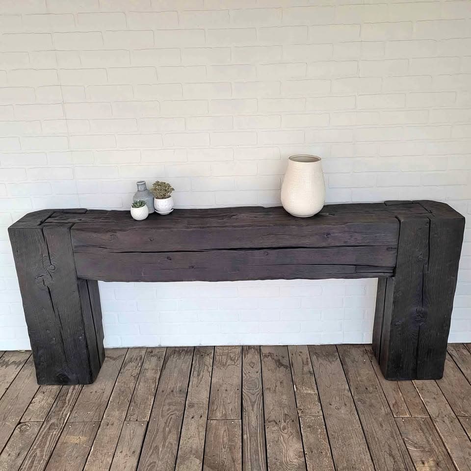 71.5" Burned Black Shou Sugi Ban Reclaimed Beam Console Table - Image 1 of 5