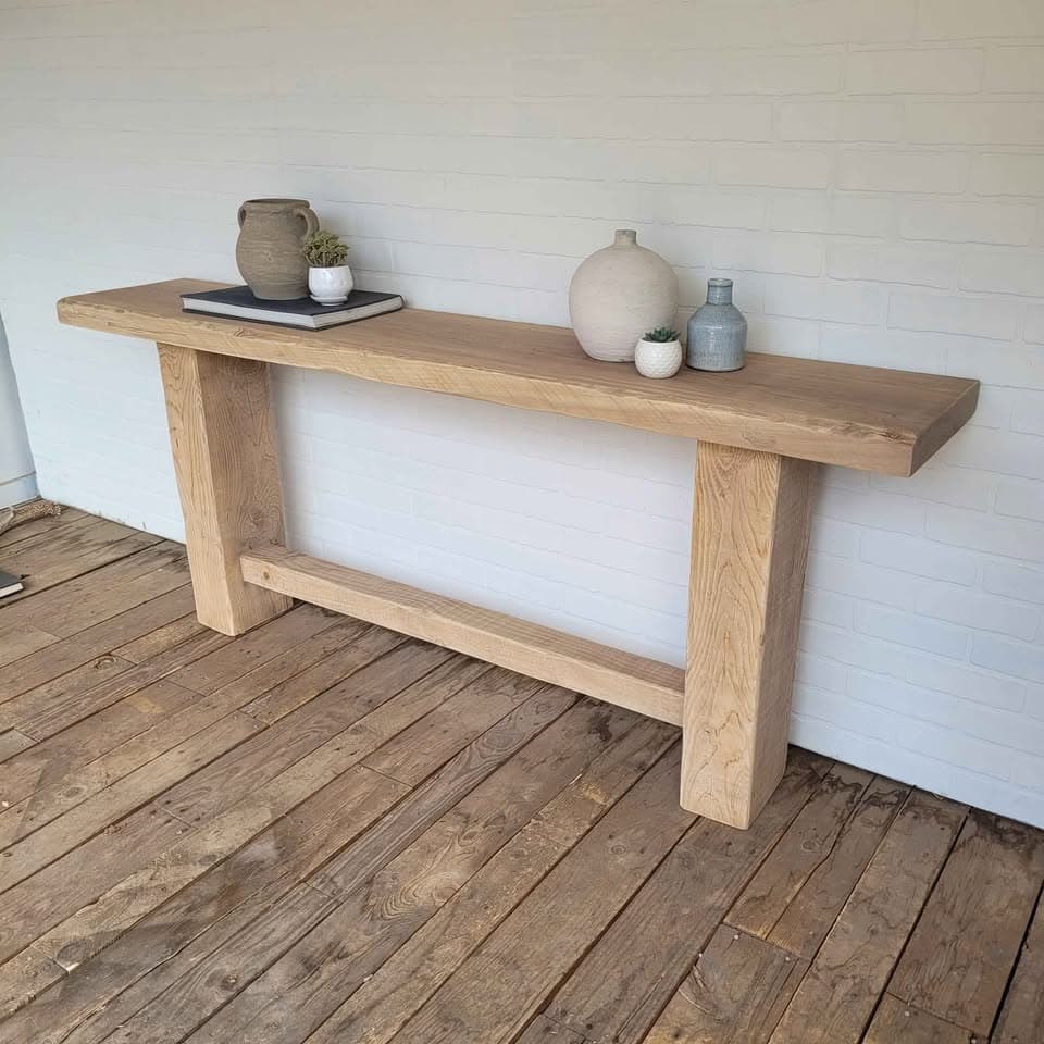 72" Natural Finish Modern Rustic Reclaimed Wood Console Table thumbnail 2