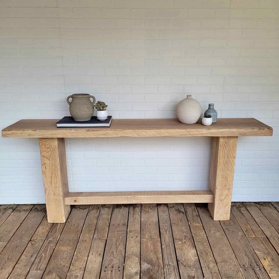 72" Natural Finish Modern Rustic Reclaimed Wood Console Table thumbnail 4