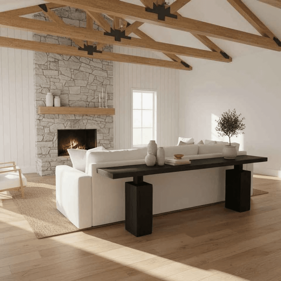 104" Shou Sugi Ban Reclaimed Wood Sofa or Console Table thumbnail 5