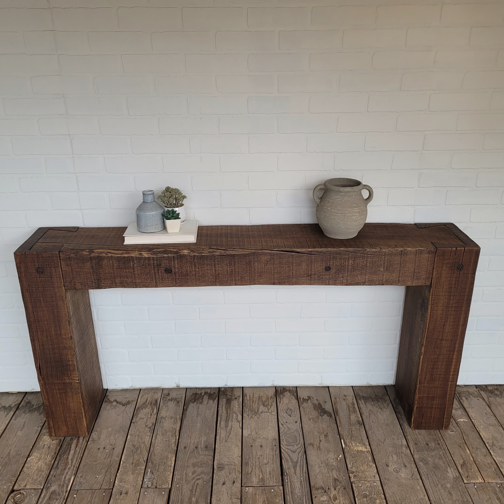 Dark Reclaimed Beam Console Table - Blackwood Custom Furniture