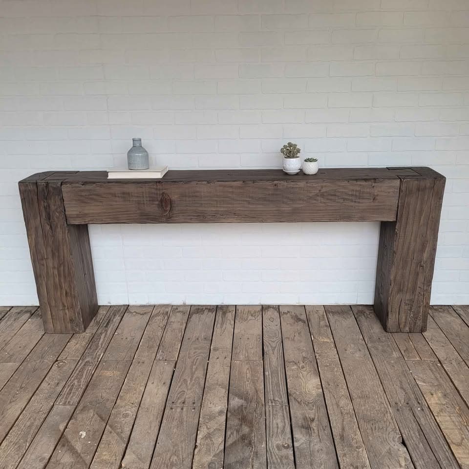 72.5" Rustic Brown Beam Style Reclaimed Wood Console Table - Image 1 of 5