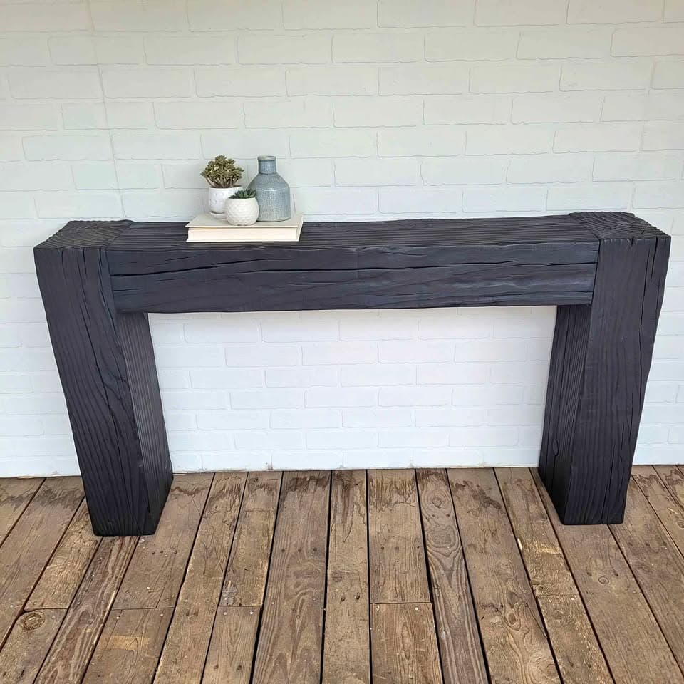 53" Shou Sugi Ban Reclaimed Beam Console Table - Image 1 of 6