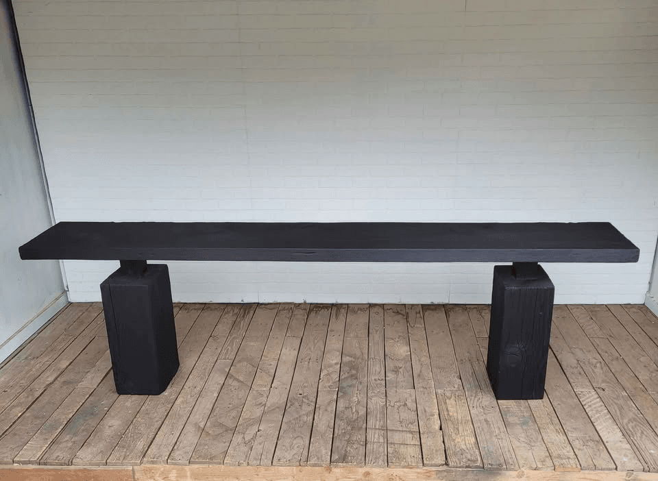 104" Shou Sugi Ban Reclaimed Wood Sofa or Console Table - Image 1 of 5